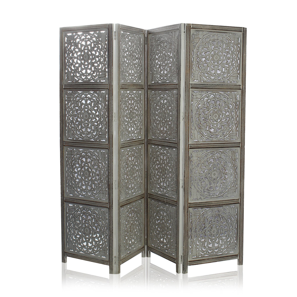 SH 305014W - 4 Panel Round Floral Room Divider