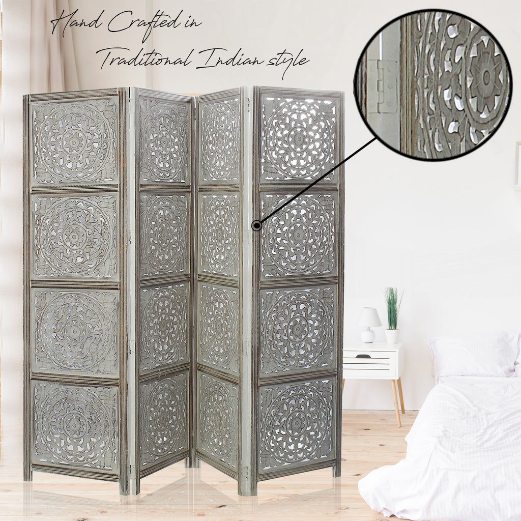 SH 305014W - 4 Panel Round Floral Room Divider