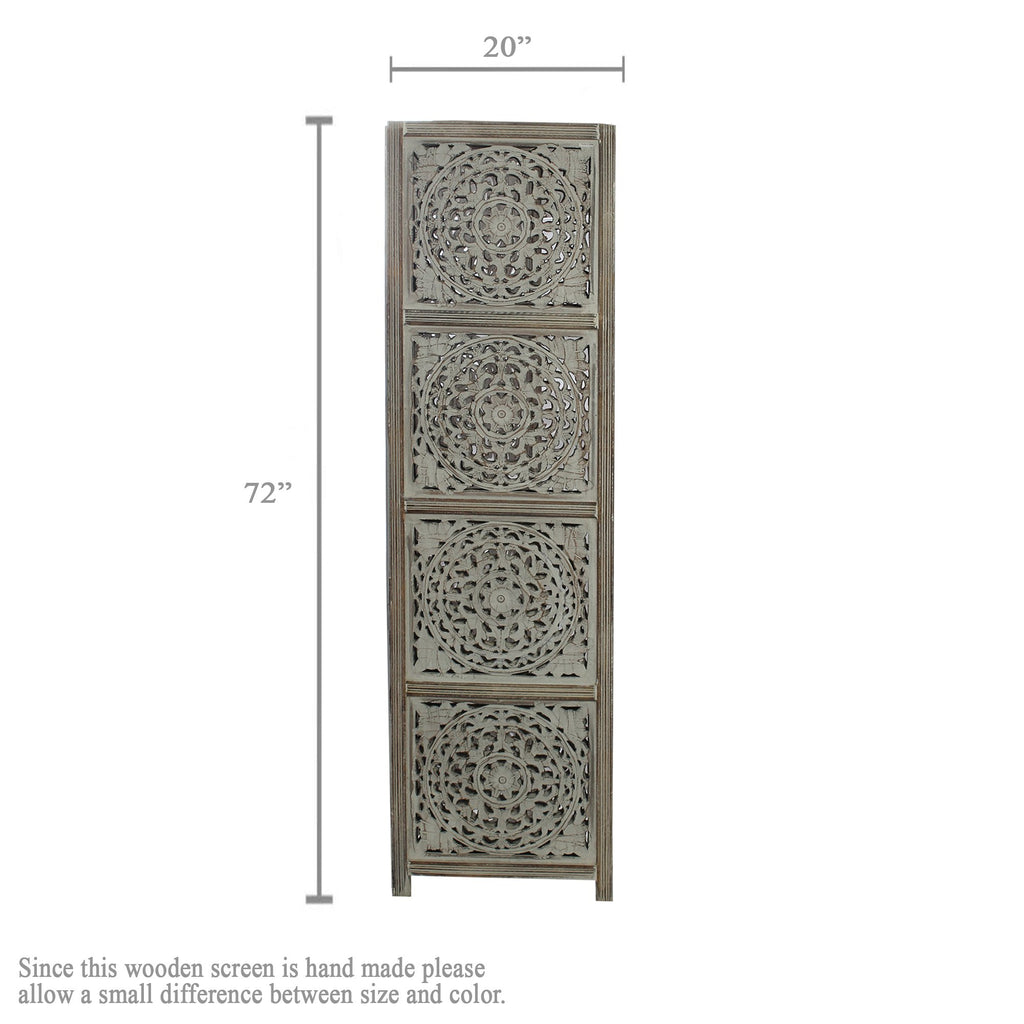 SH 305014W - 4 Panel Round Floral Room Divider
