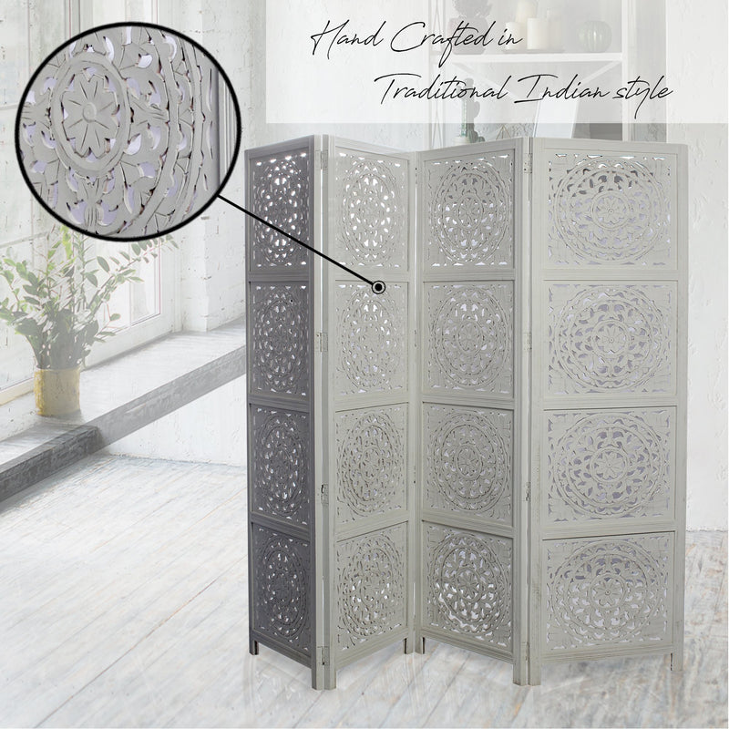SH 305014W - 4 Panel Round Floral Room Divider