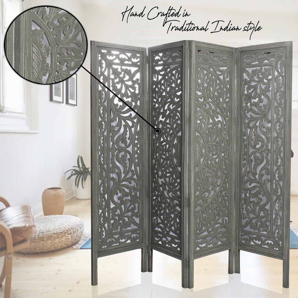 SH 400044W - 4 Panel Floral Wall Room Divider