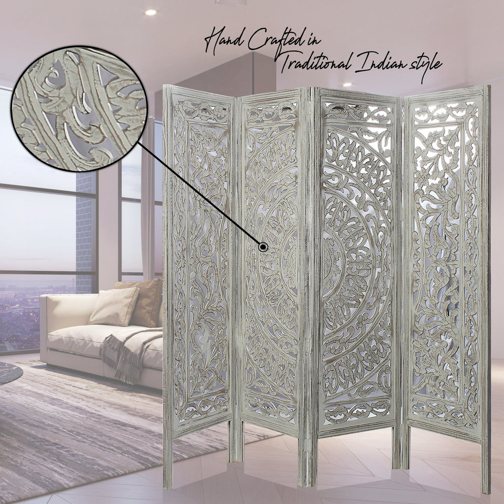 SH 400044W - 4 Panel Floral Wall Room Divider