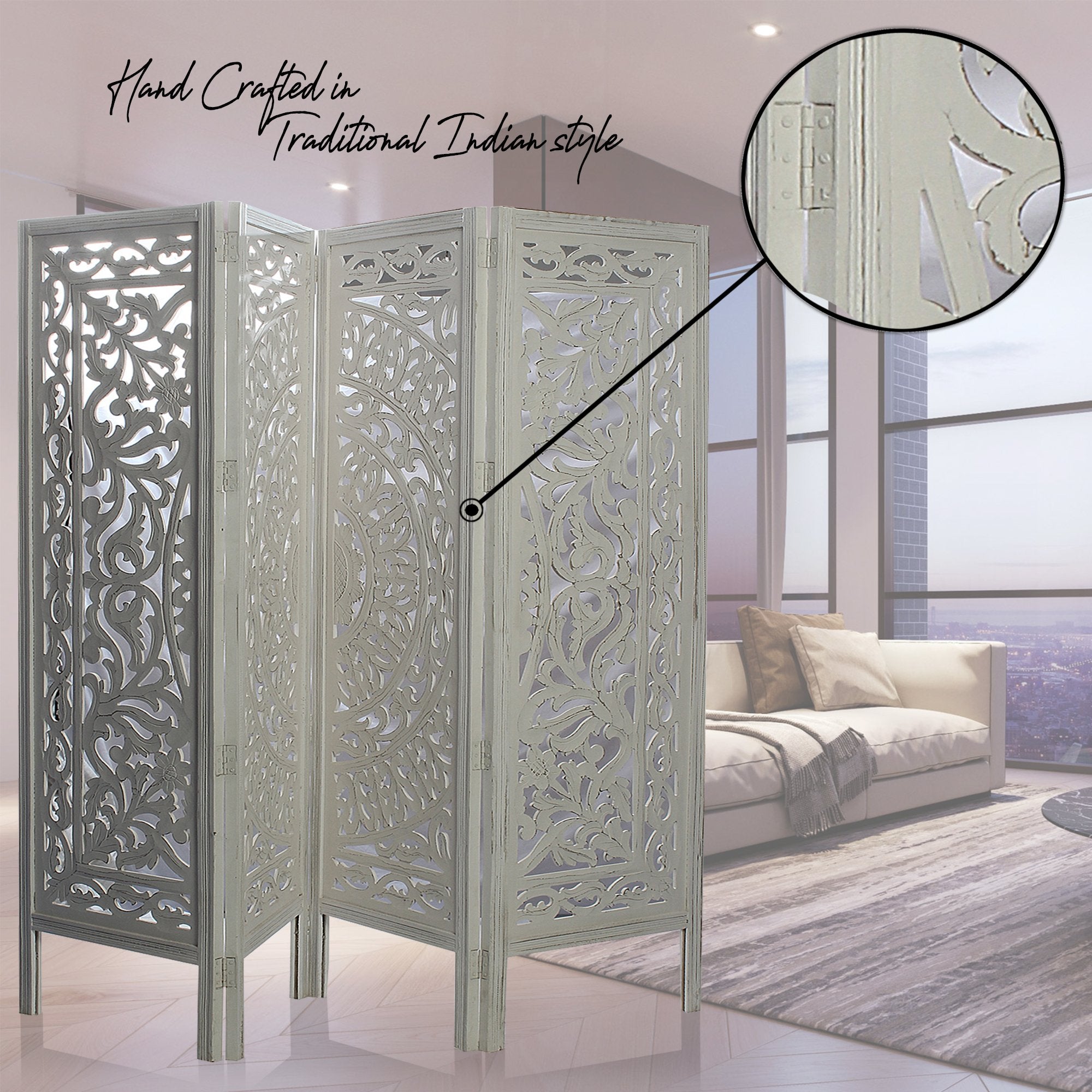 SH 400044W - 4 Panel Floral Wall Room Divider