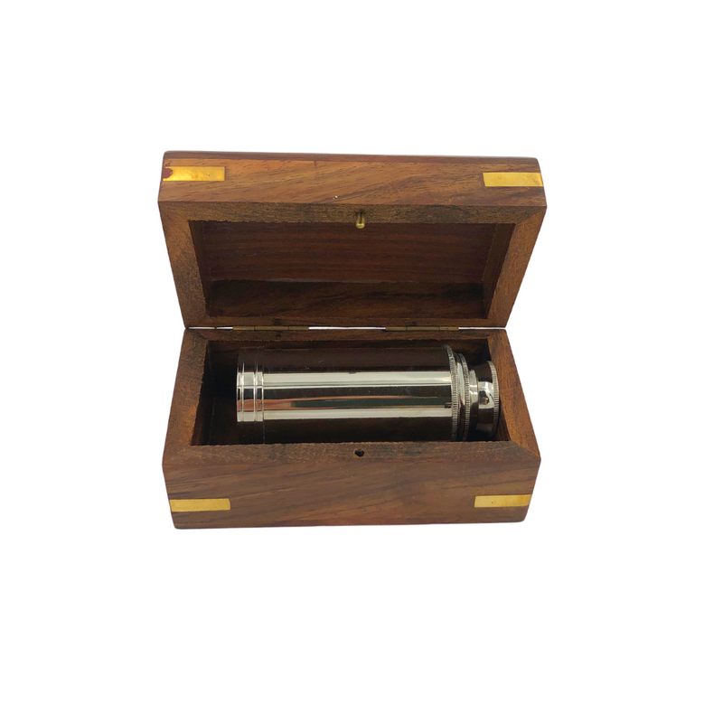 SP 48256 - Chrome Pullout 6" Brass Telescope with Box