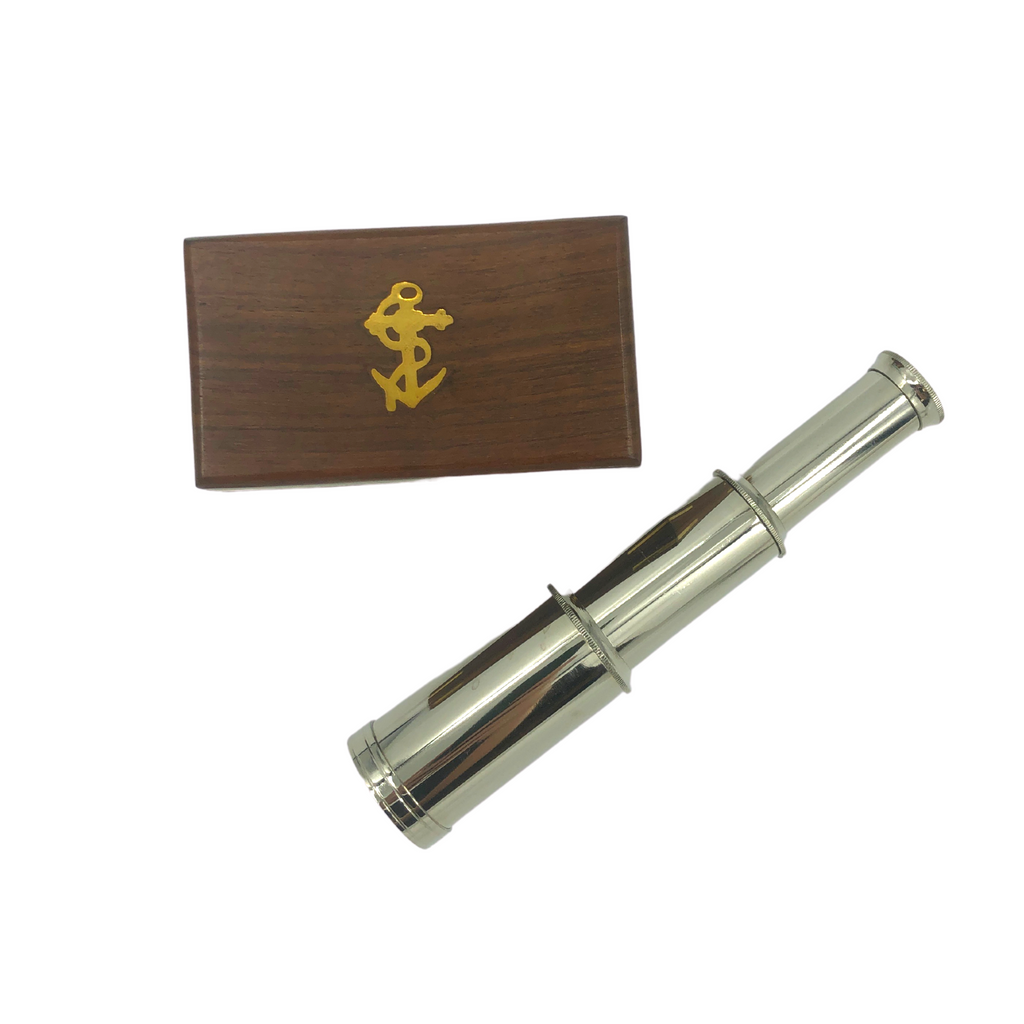 SP 48256 - Chrome Pullout 6" Brass Telescope with Box