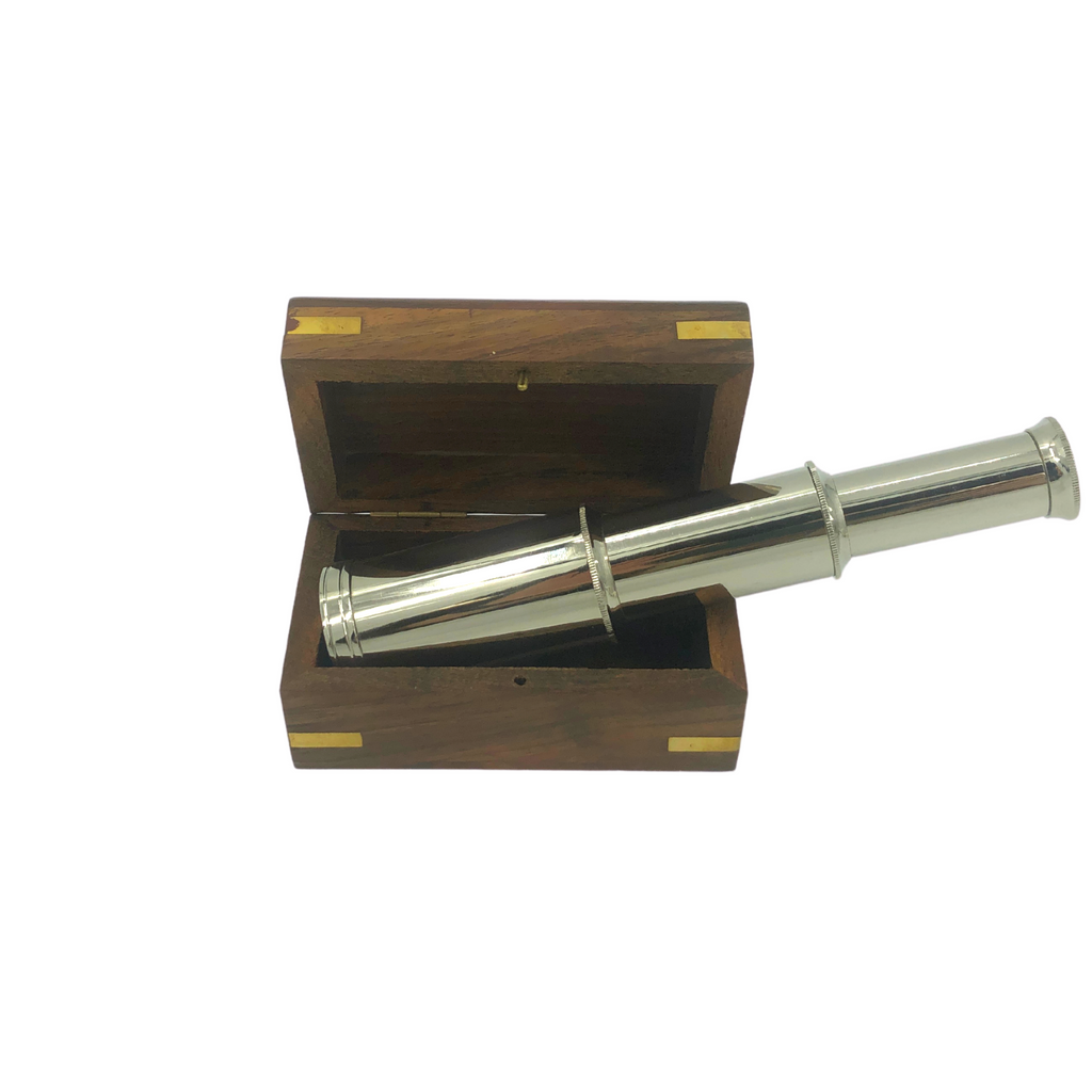SP 48256 - Chrome Pullout 6" Brass Telescope with Box