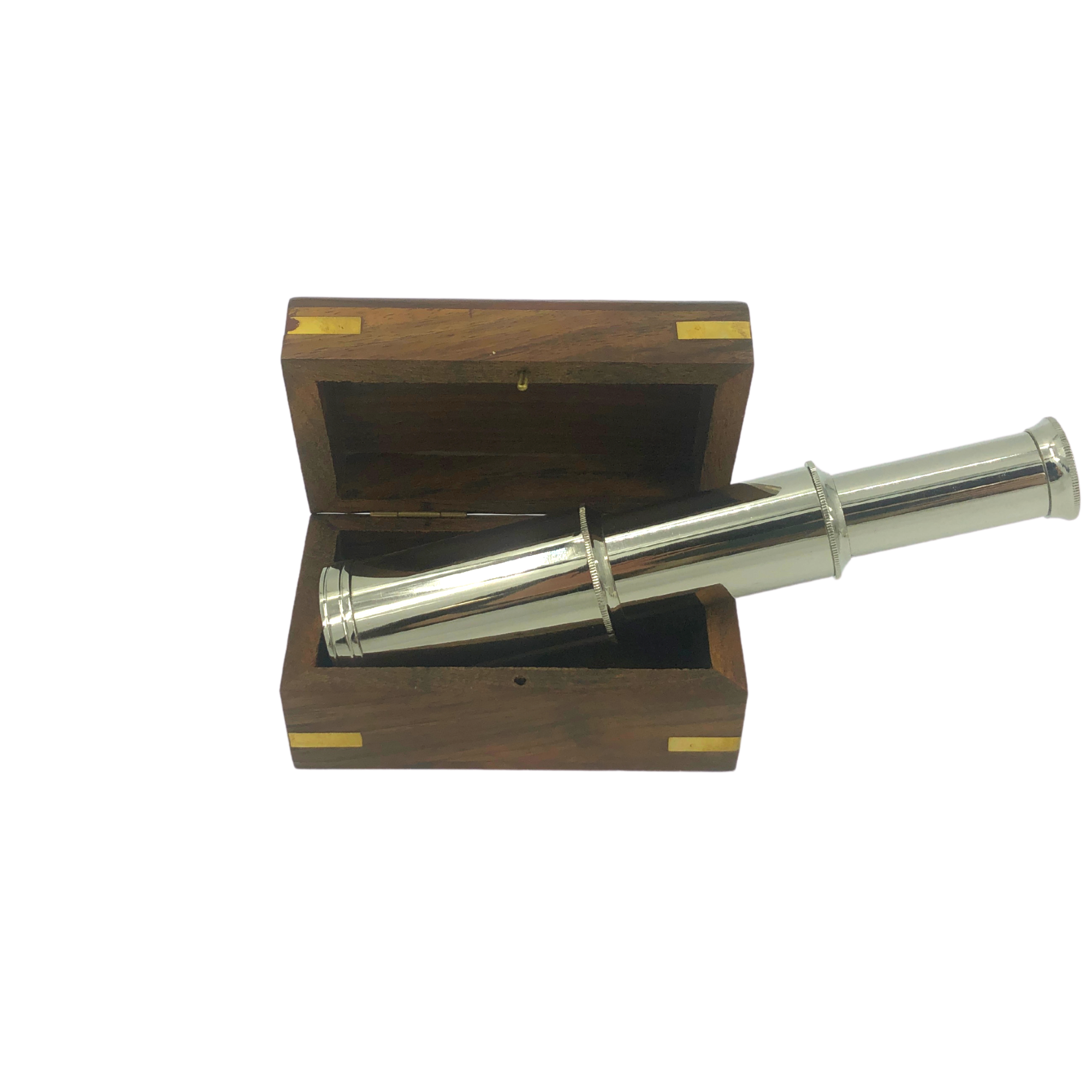 SP 48256 - Chrome Pullout 6" Brass Telescope with Box
