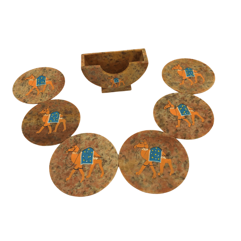 SS 1742 - Soapstone Camel Coaster Set