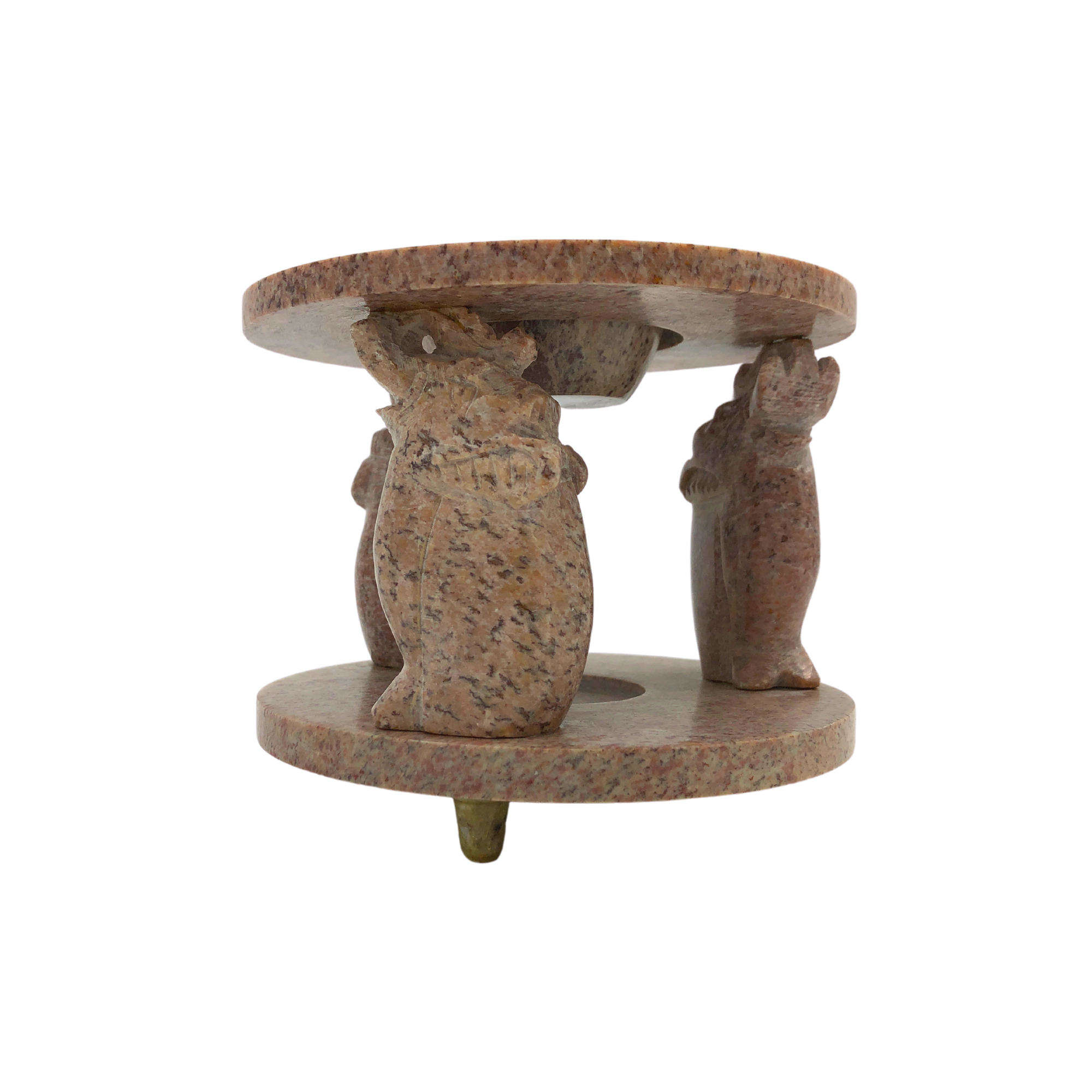 SS 22061 - Soapstone Oil Burner, Three Pillar Circus Elephants