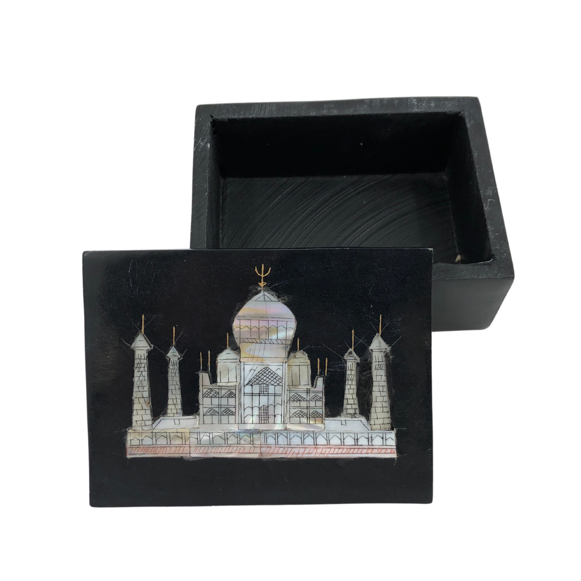 SS 23183 - Soapstone Black Box, Taj Mahal, Inlaid