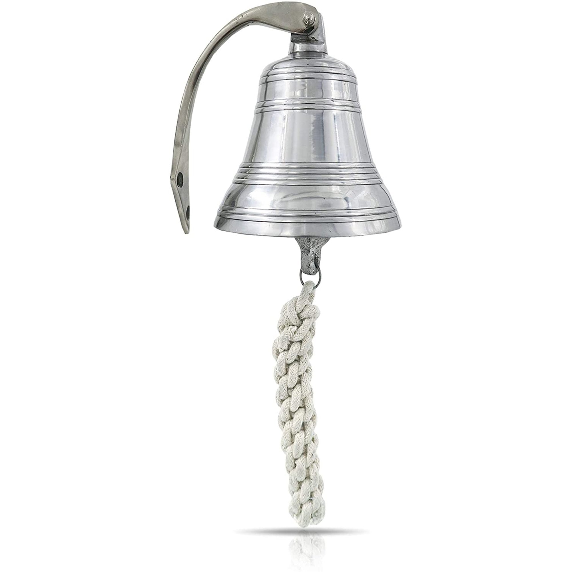 AL 18442 - Chrome Finish Aluminum Ribbed Ship Bell with Rope, 4"