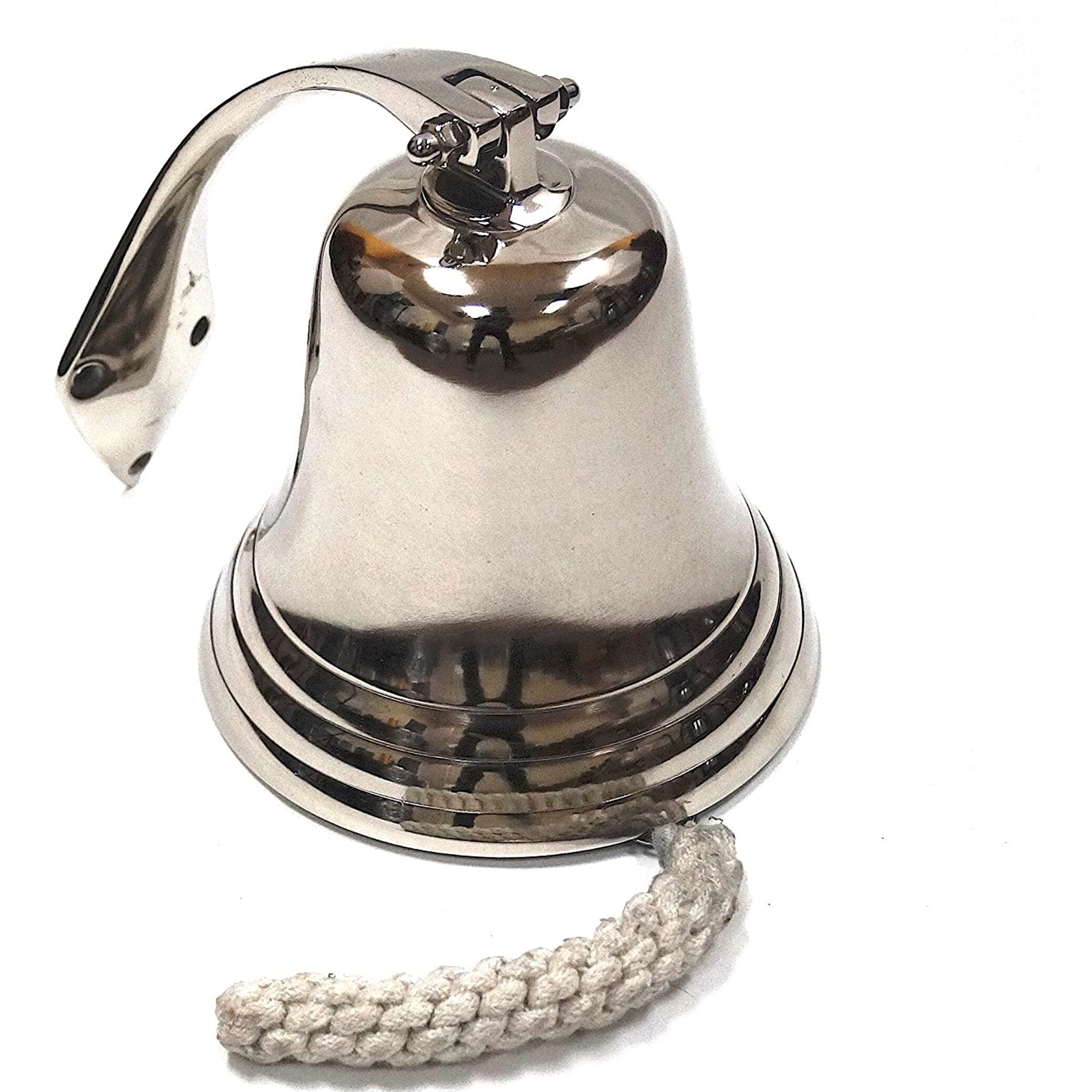 Chrome Finish Aluminum Ship Bell with Chain, 7