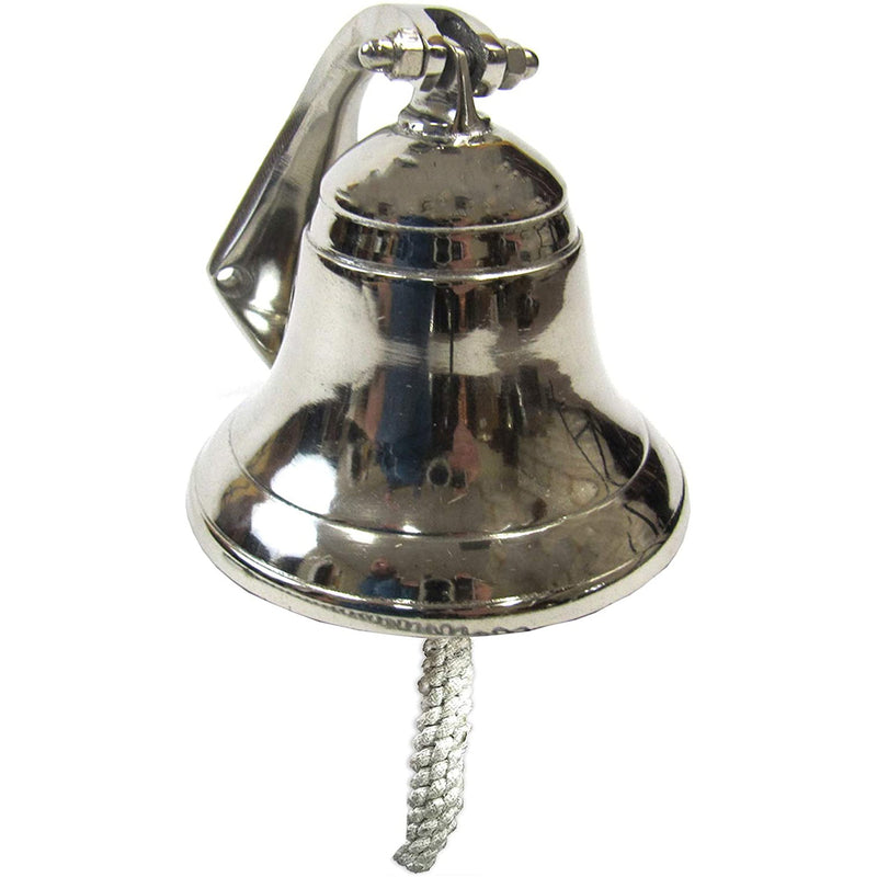 Steel Bell Rope AL 1843R - Chrome Finish Aluminum Ship Bell with Rope, 4
