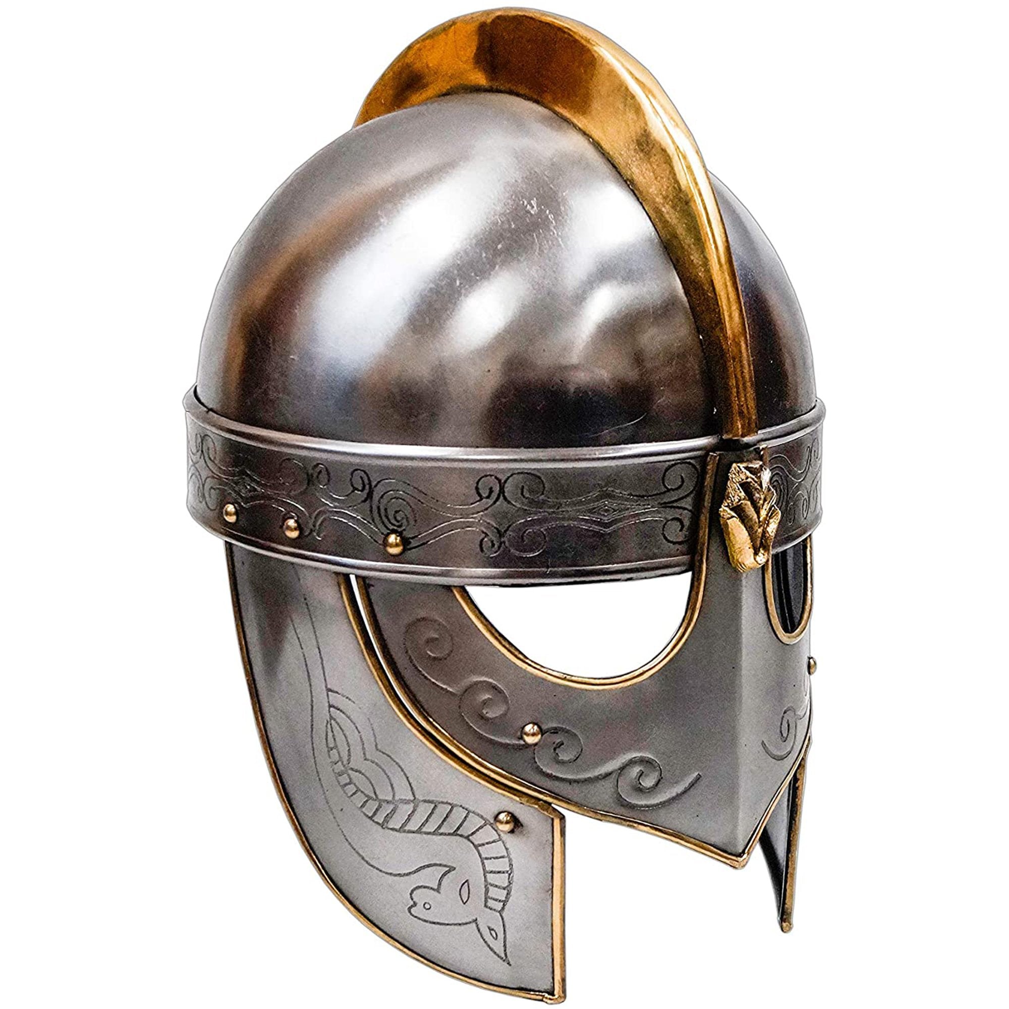 IR 80551 - King Helmet with Etching and Chain Mail (IE78663)