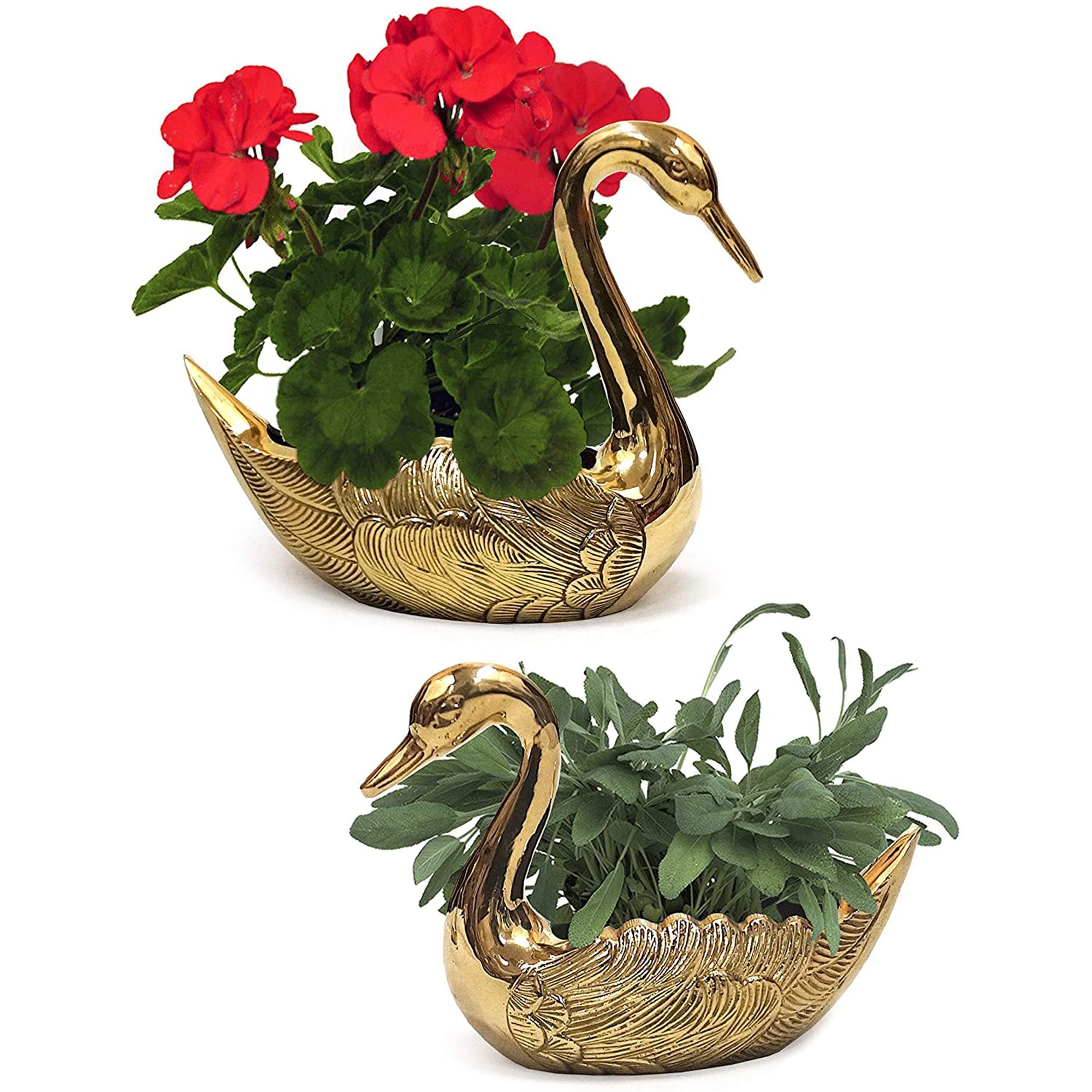 BR 2831 - Brass Swan Pair, Planter