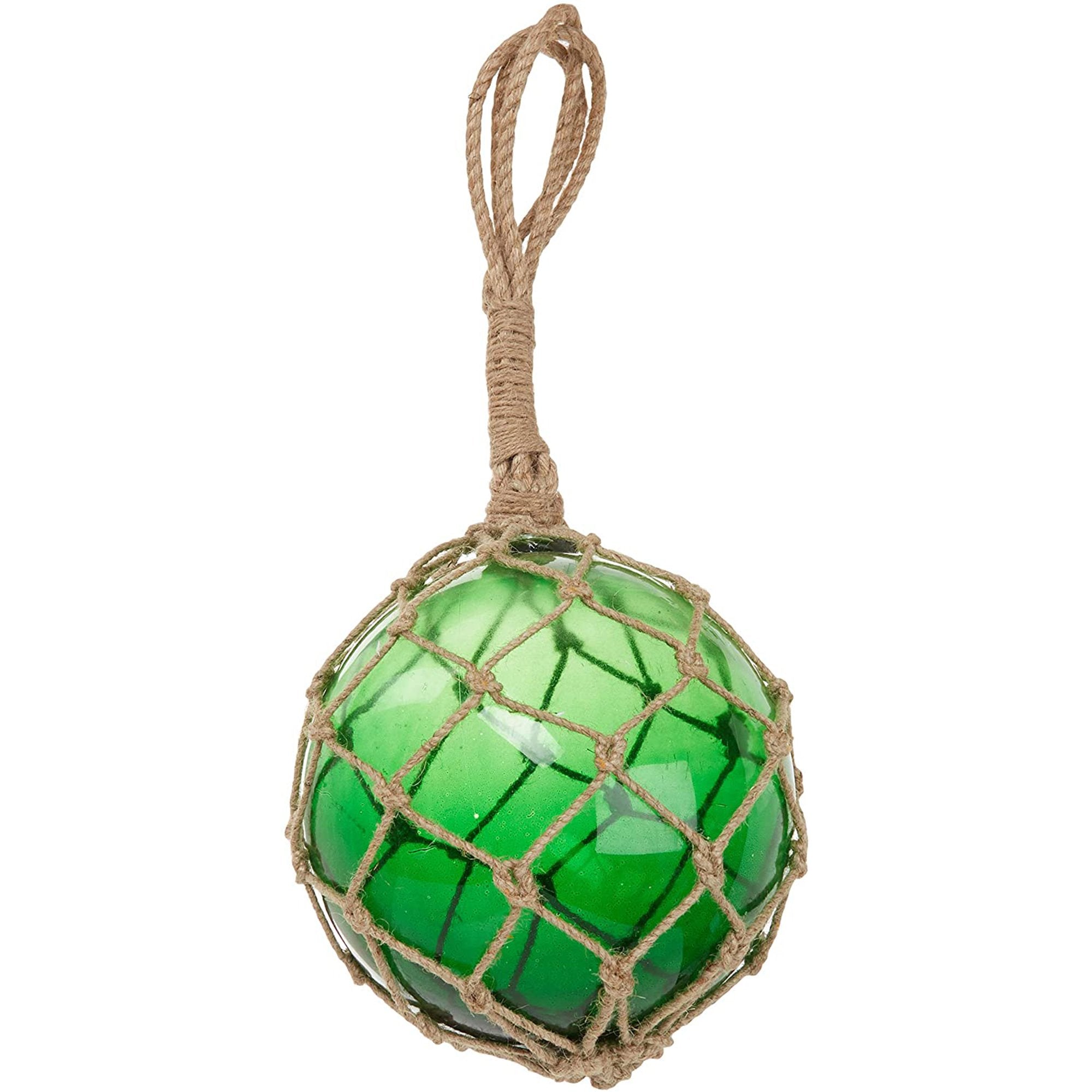 MR 4799G - Glass & Rope Fishing Float, 4" Green