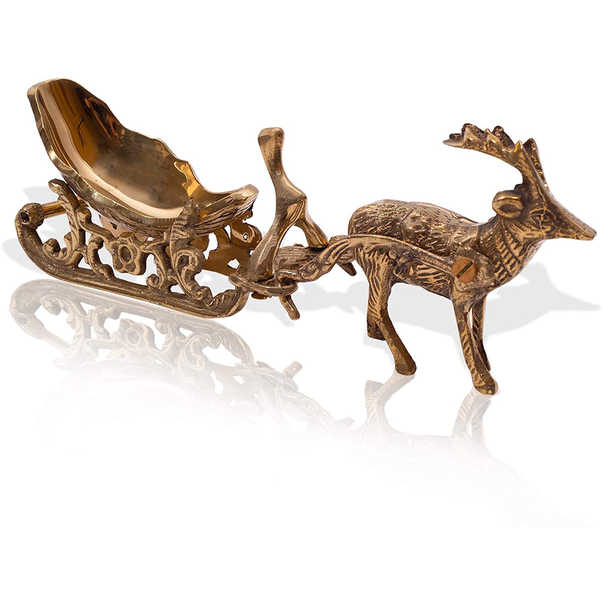 BR 3135 - Brass Reindeer With Sleigh, SM.