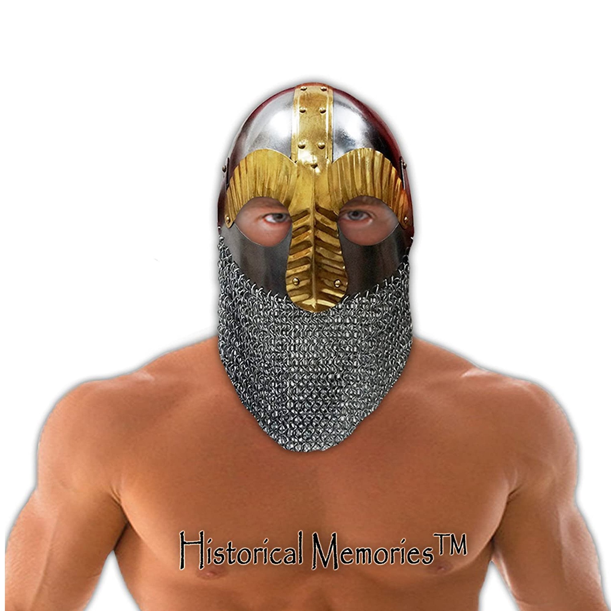 IR 80428B - Viking Chainmail Brass Helmet