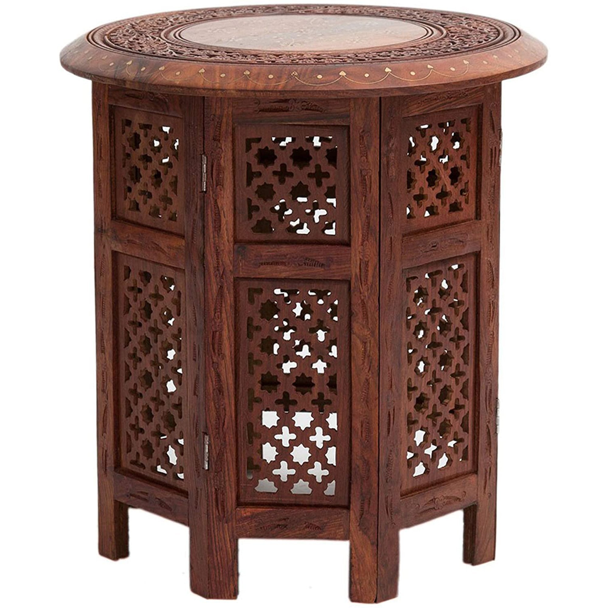 SH 122 - Hand Carved Wooden Octagonal Table