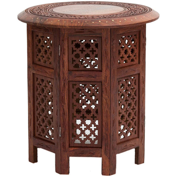 Hand Carved Wooden Octagonal Table