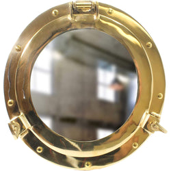 Brass Porthole Cover w/ Mirror, 11"