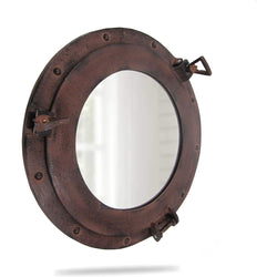 AL 4861C - Rust Aluminum Porthole with Mirror, 15"