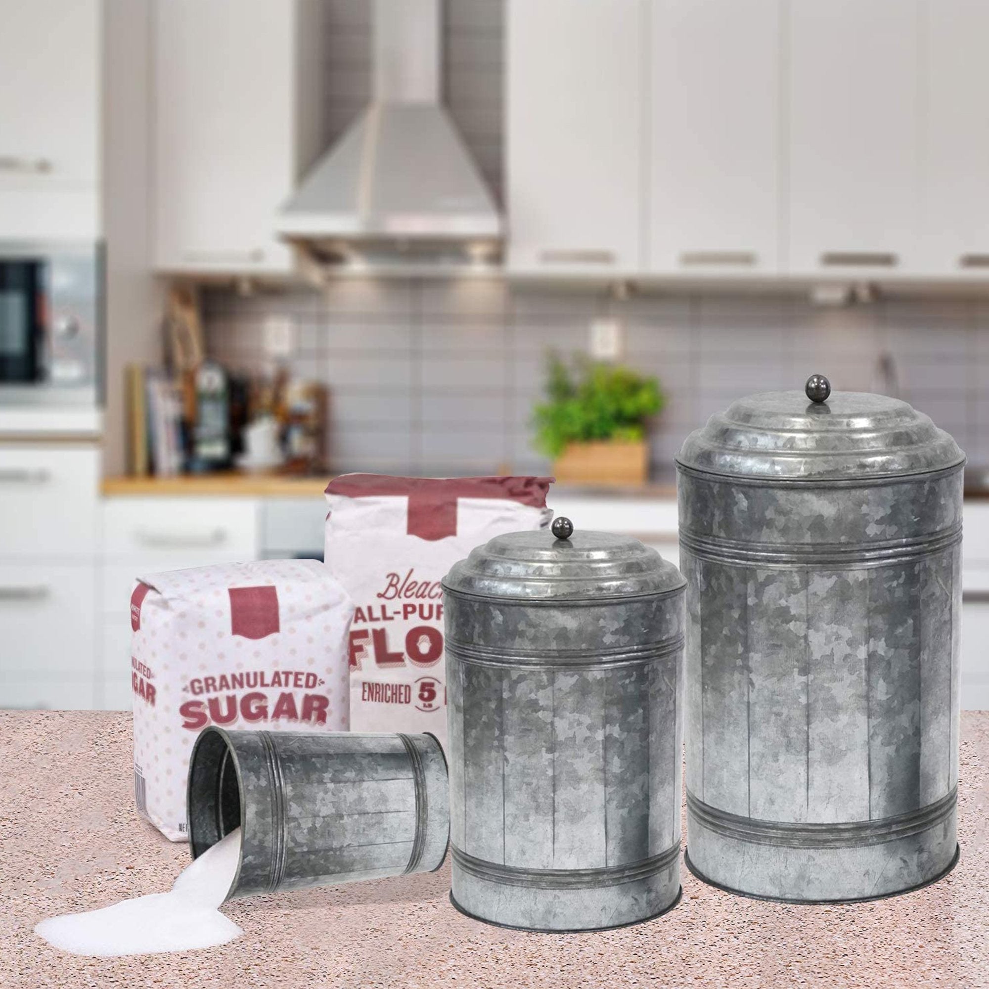 IR 23257 - Galvanized Canister Set of 3