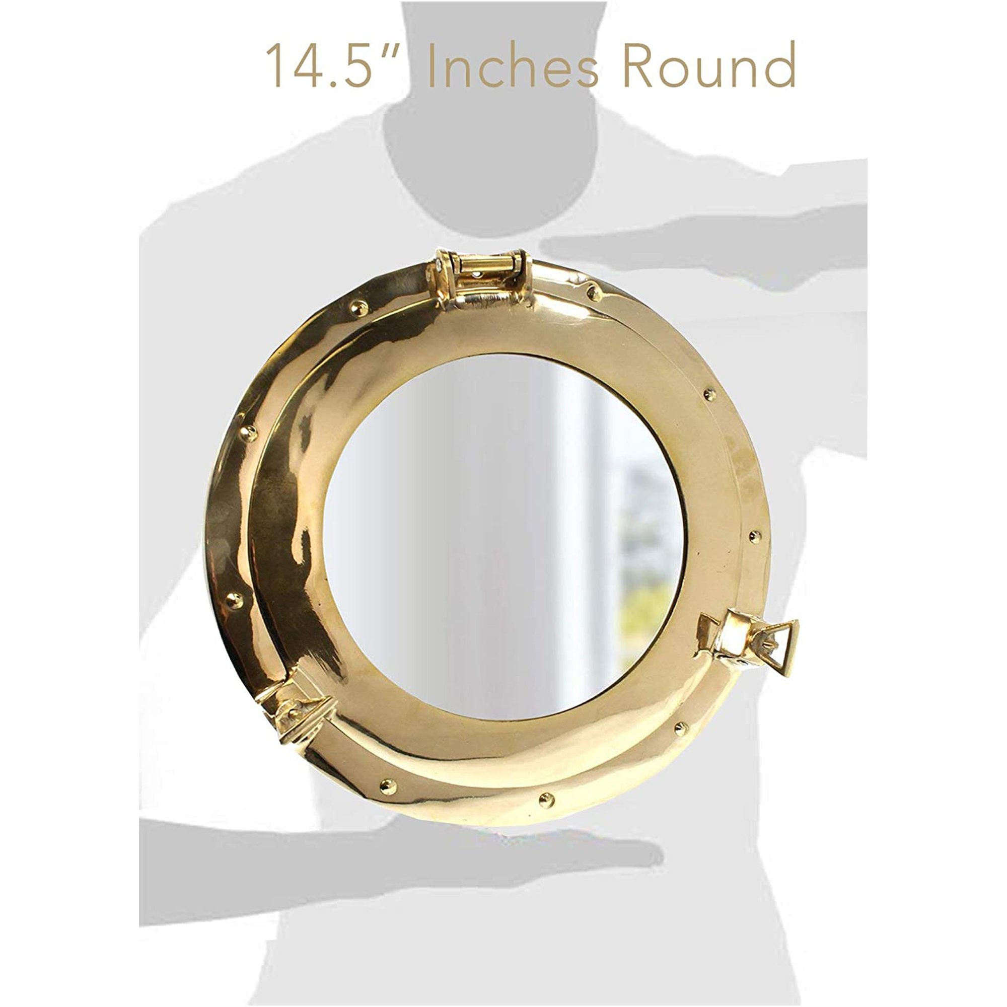 MR 4861 - Mirror Finish Brass Porthole with Mirror, 15"