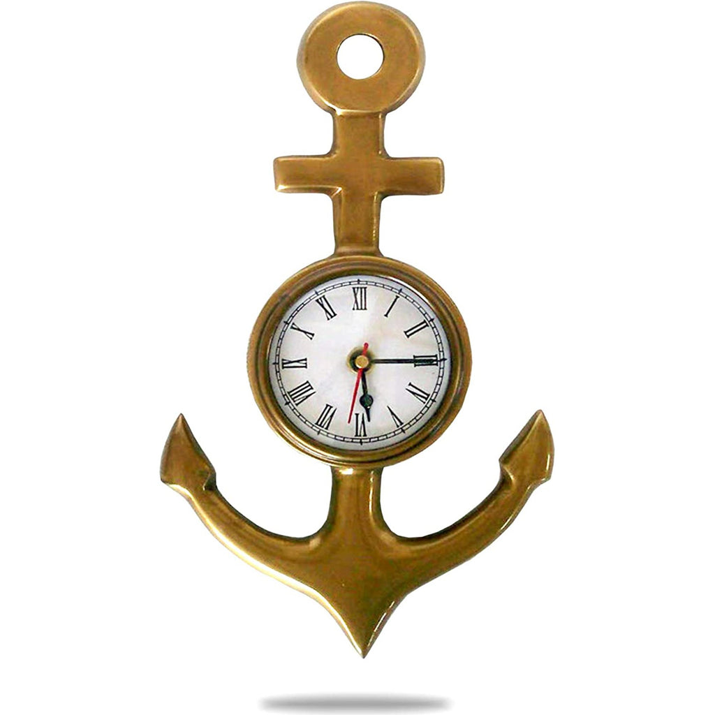 AL 48890 - Brass Anchor Wall Clock - Antique Finish