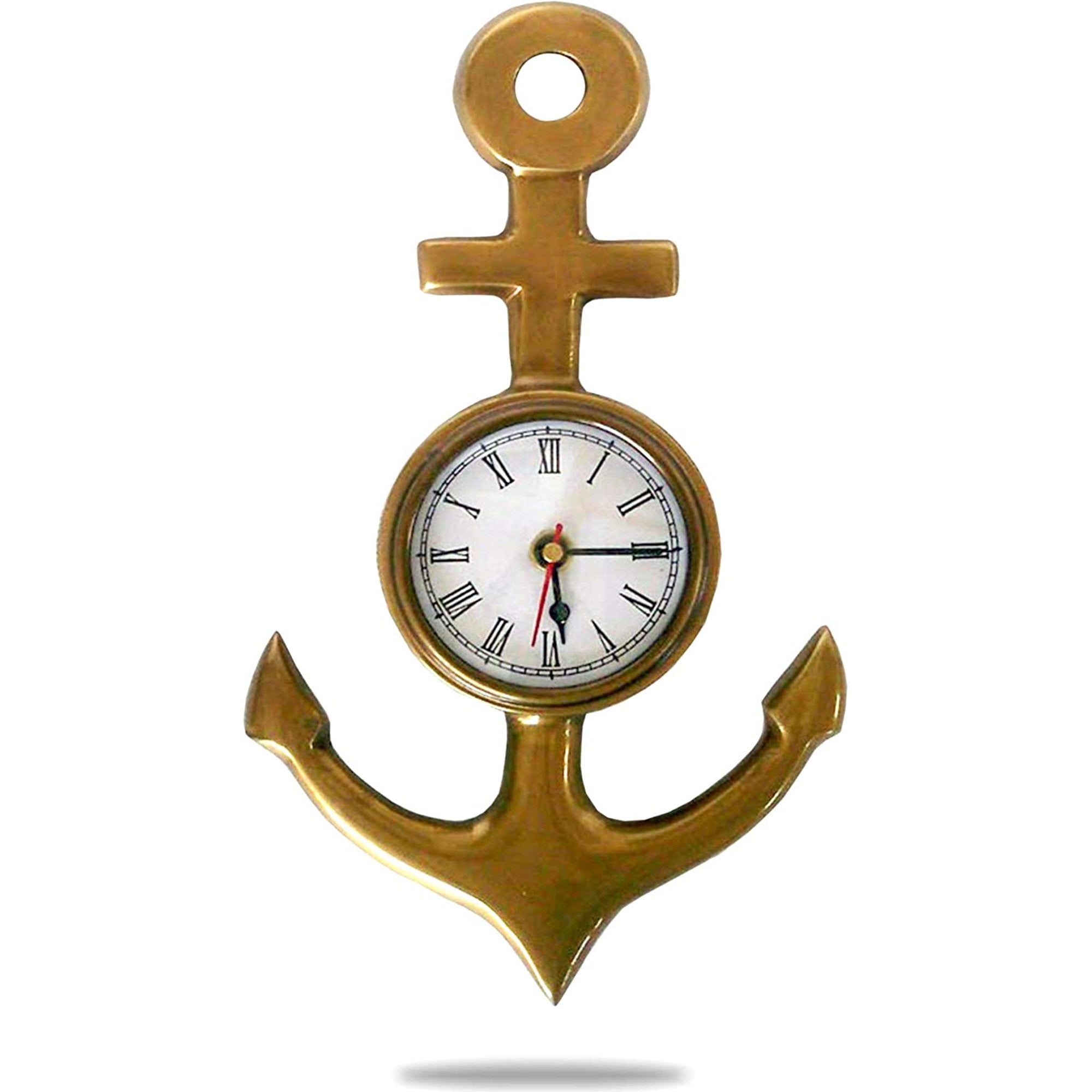 AL 48890 - Brass Anchor Wall Clock - Antique Finish