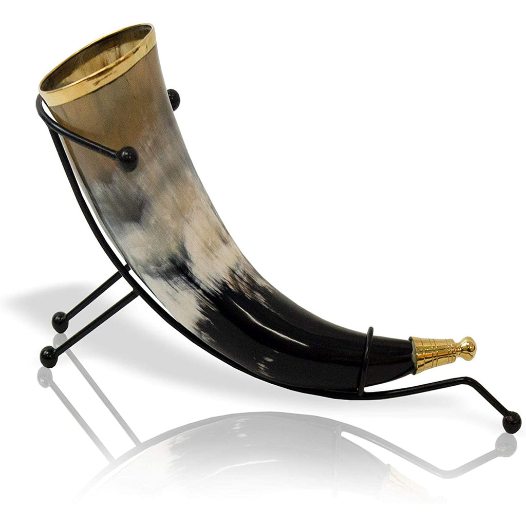 HN 1012 - Viking Drinking Horn with Table Stand, 11"
