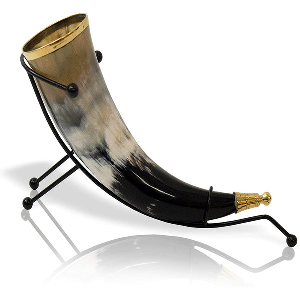 Viking Drinking Horn with Table Stand, 11"