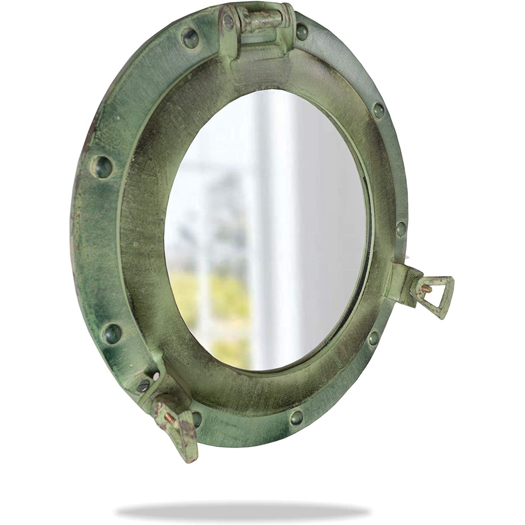 AL 4870DD - Green Aluminum Porthole with Mirror, 12"