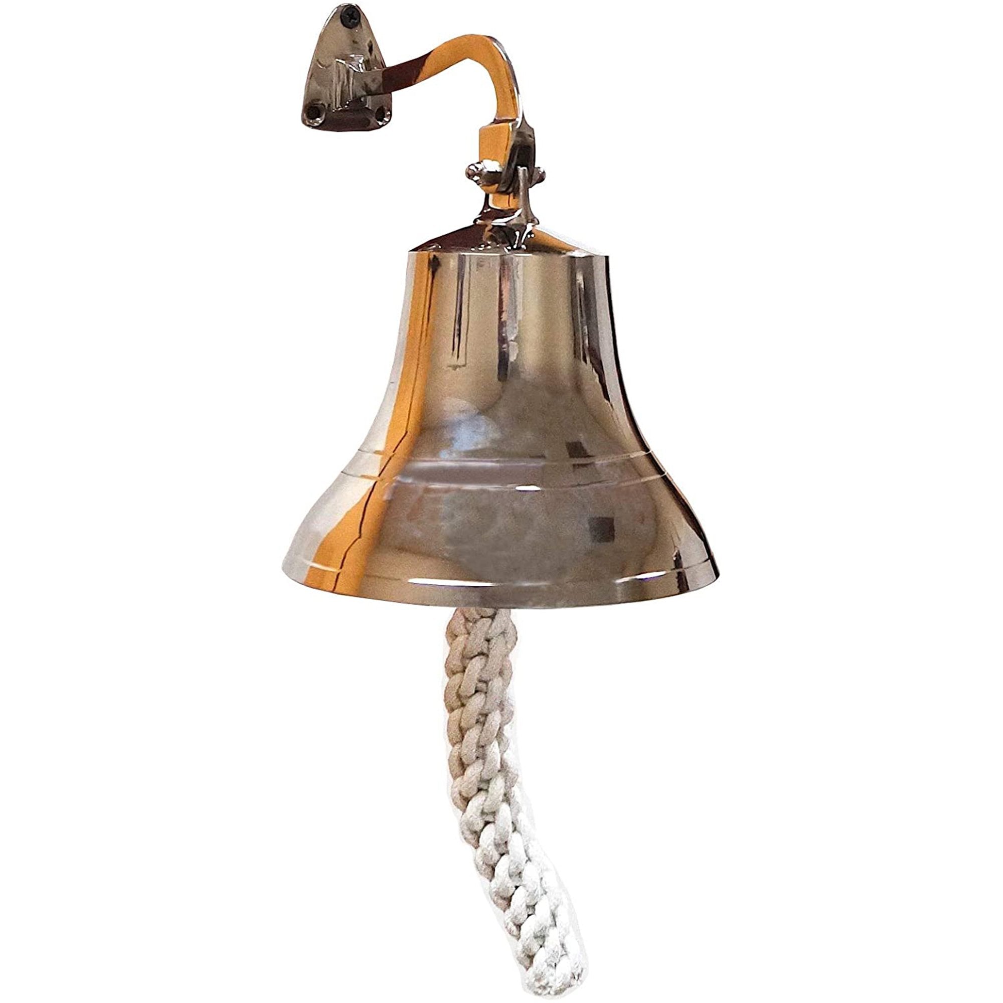SP 1844 - Silver Aluminum Ship Bell with Rope, 7"