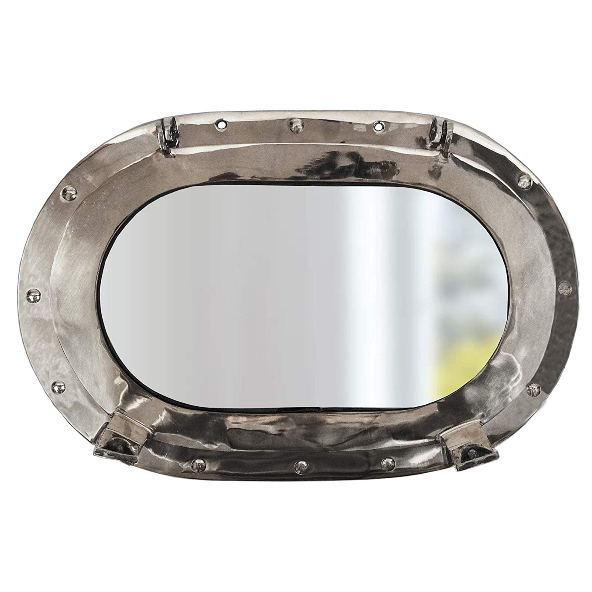 AL 48602M - Chrome Finish Aluminum Oval Porthole with Mirror, 14" x 10"