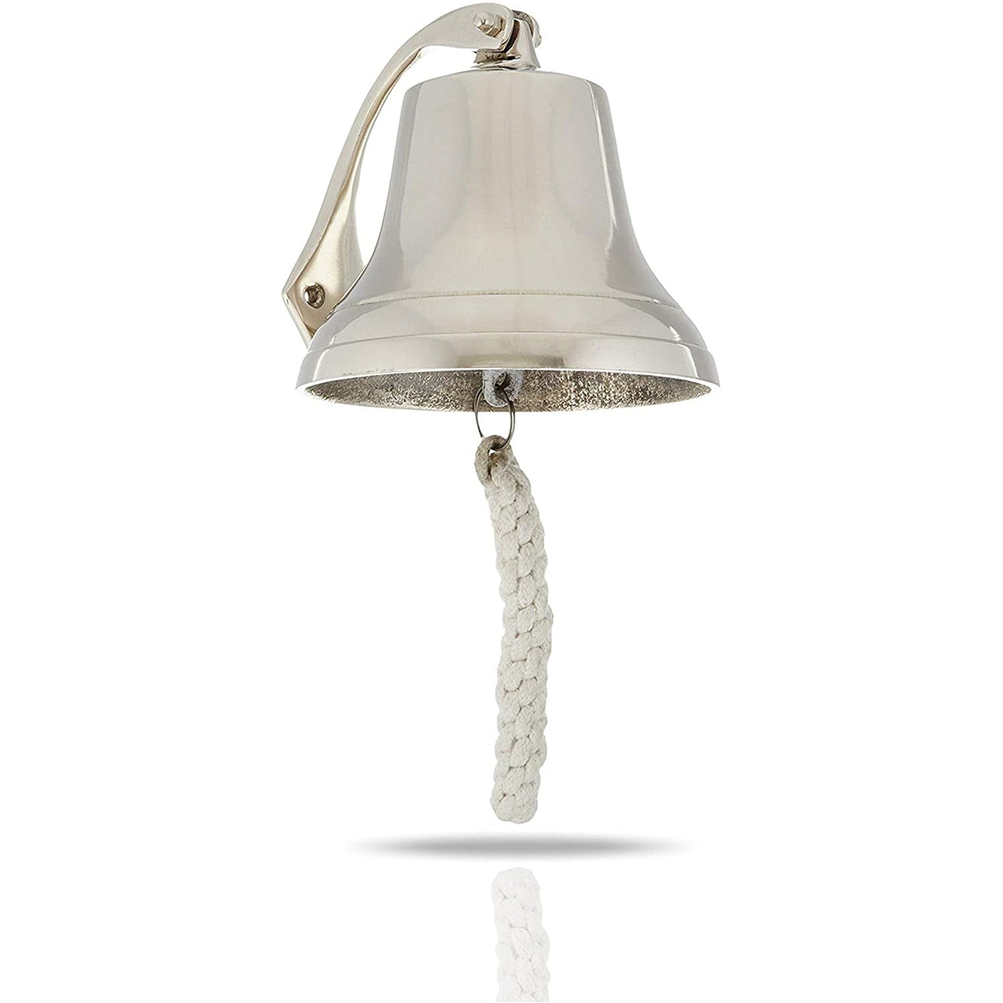 AL 18440 - Chrome Finish Aluminum Ship Bell with Rope, 5"