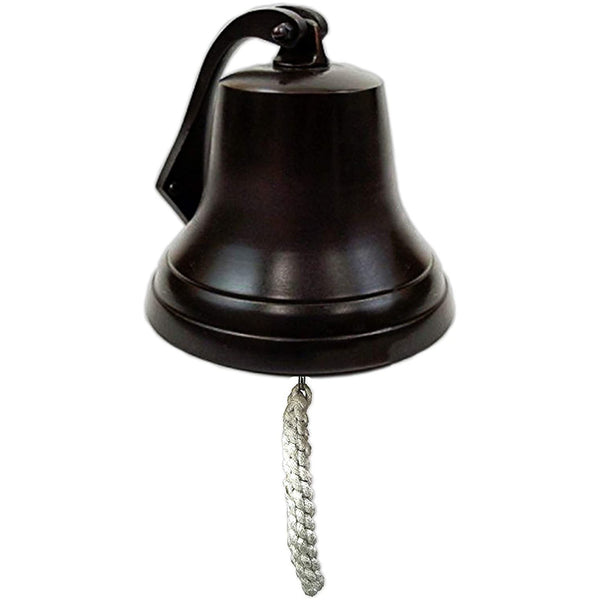 Antique Bronze Aluminum Ship Bell with Rope, 6"