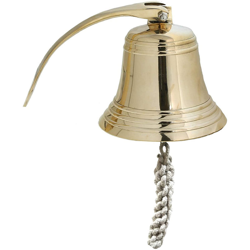 BR 18454 - Gold Finish Brass Ship Bell with Rope, 6"