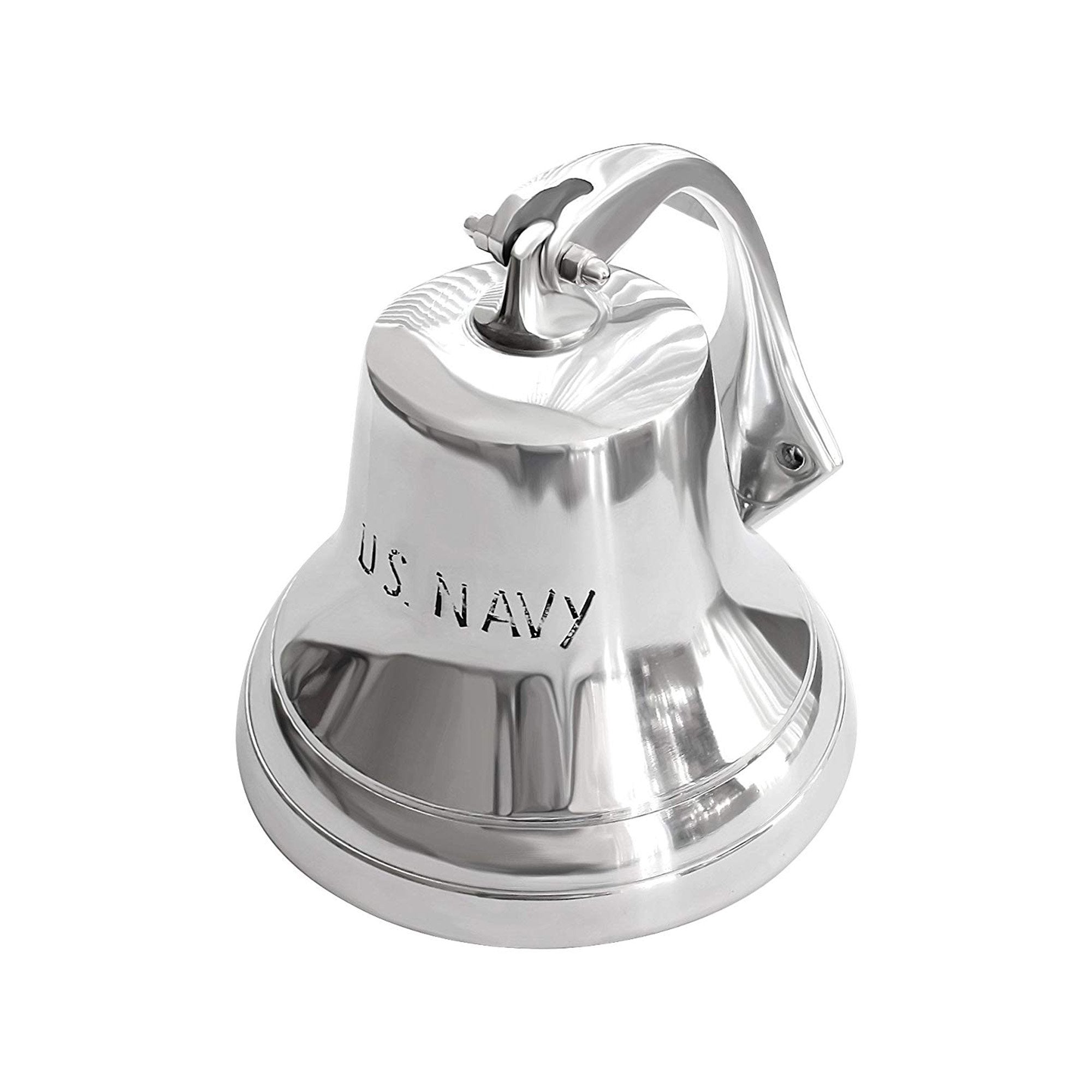 AL 18441 - Chrome Finish Aluminum US NAVY Ship Bell with Rope, 6.5"