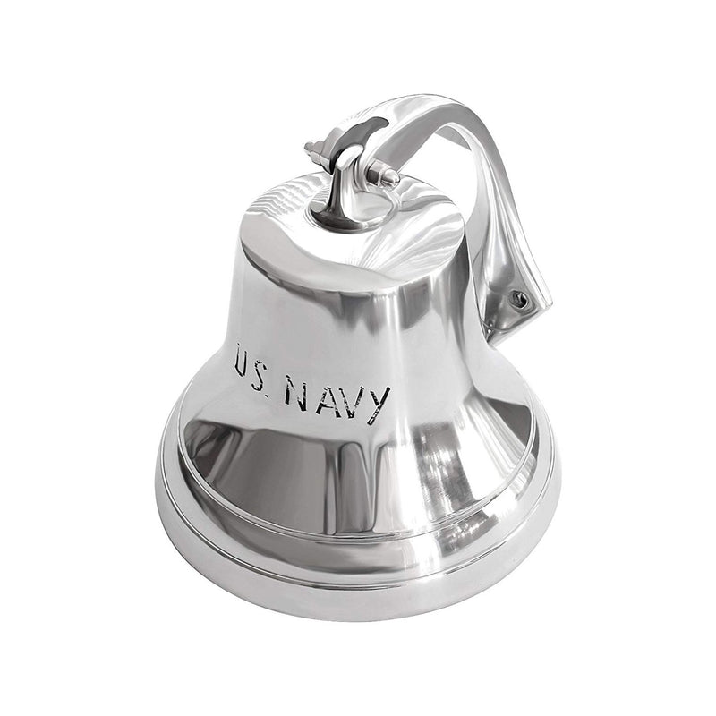 AL 18441 - Chrome Finish Aluminum US NAVY Ship Bell with Rope, 6.5"