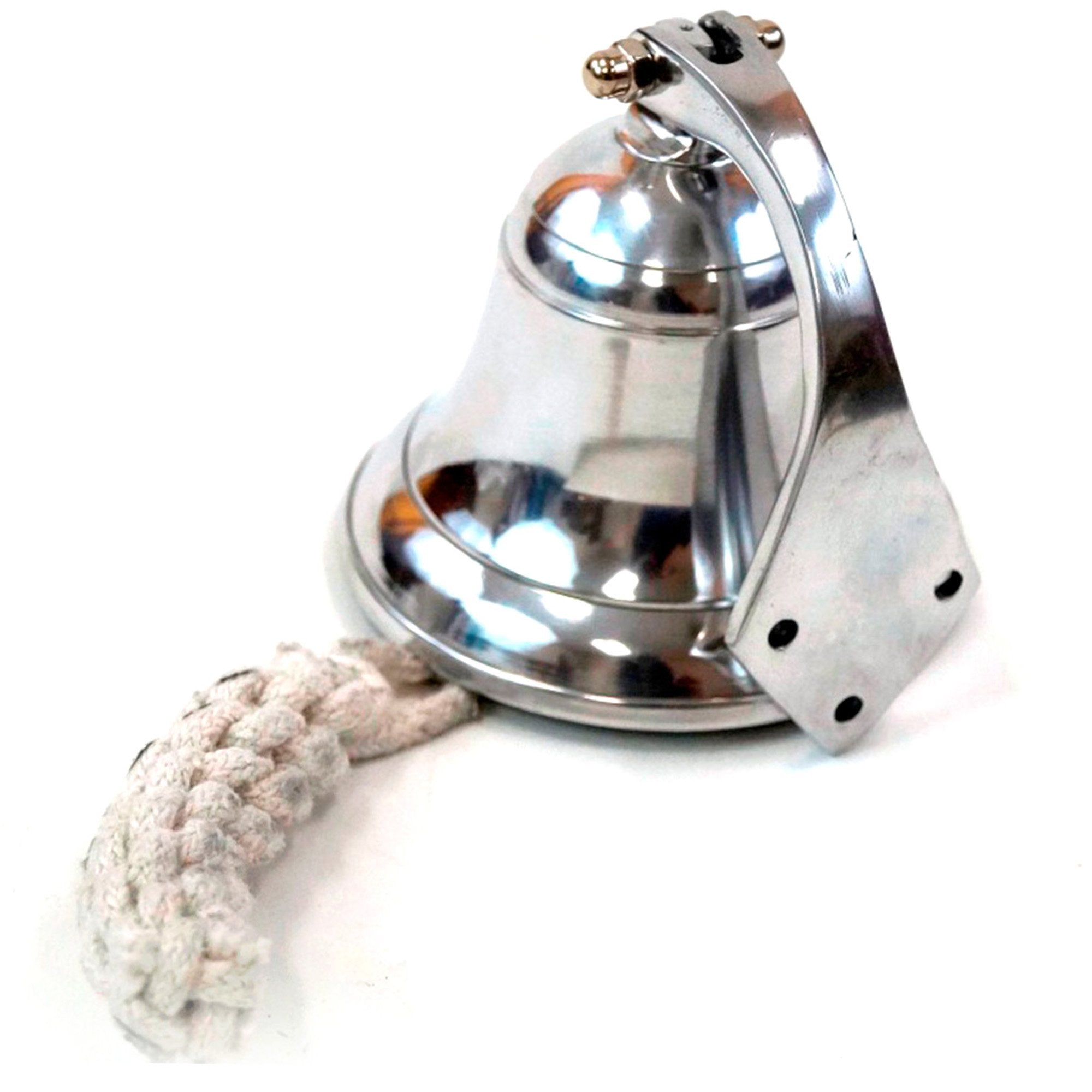 Steel Bell Rope AL 18430 - Chrome Finish Aluminum Ship Bell with Rope, 3.5