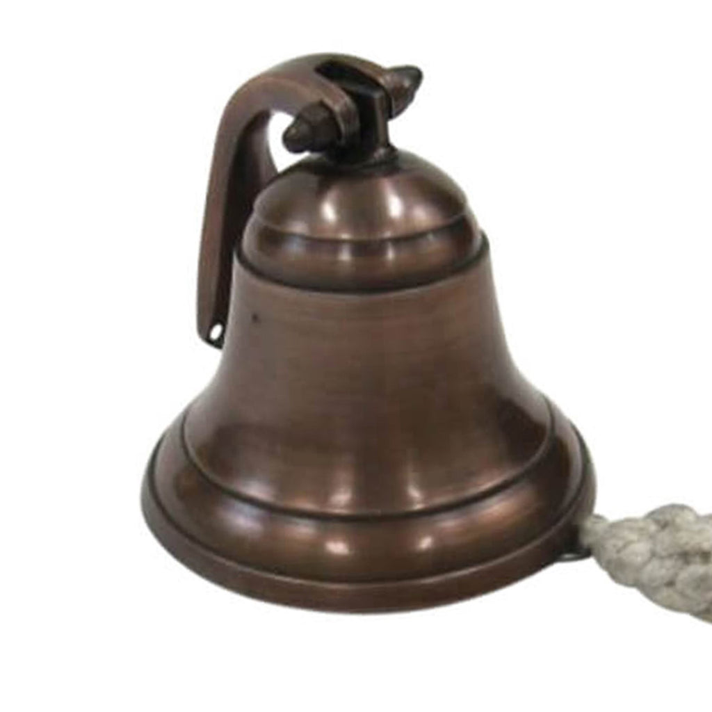 AL 1843B - Antique Bronze Aluminum Ship Bell with Rope, 4"