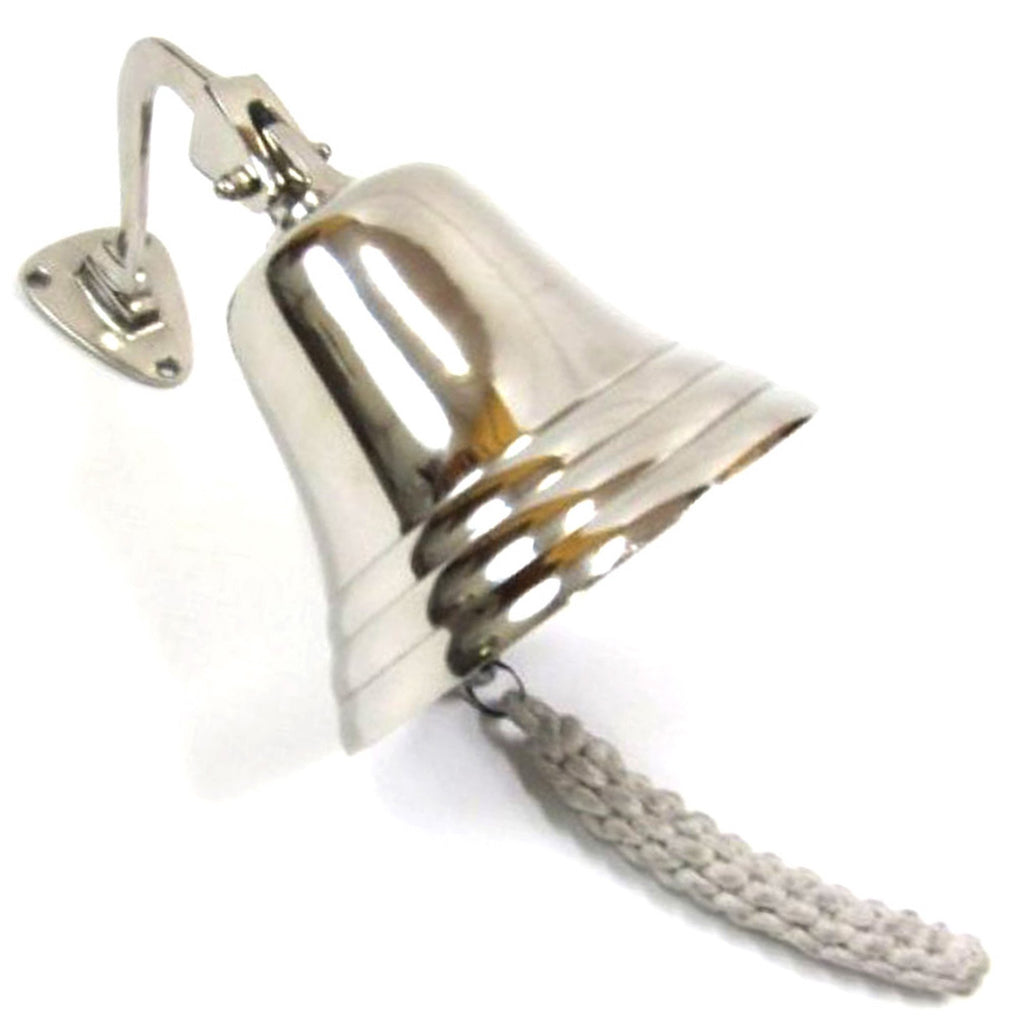 AL 18440A - Polished Aluminum Ship Bell with Rope, 5"