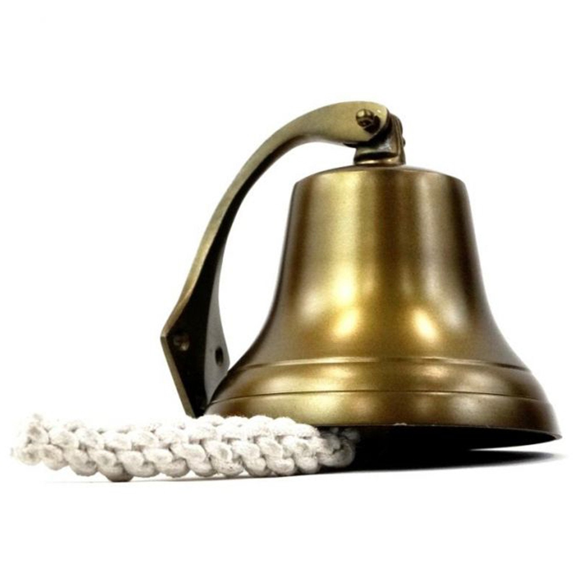 AL 1844B - Antique Brass Aluminum Ship Bell with Rope, 6"