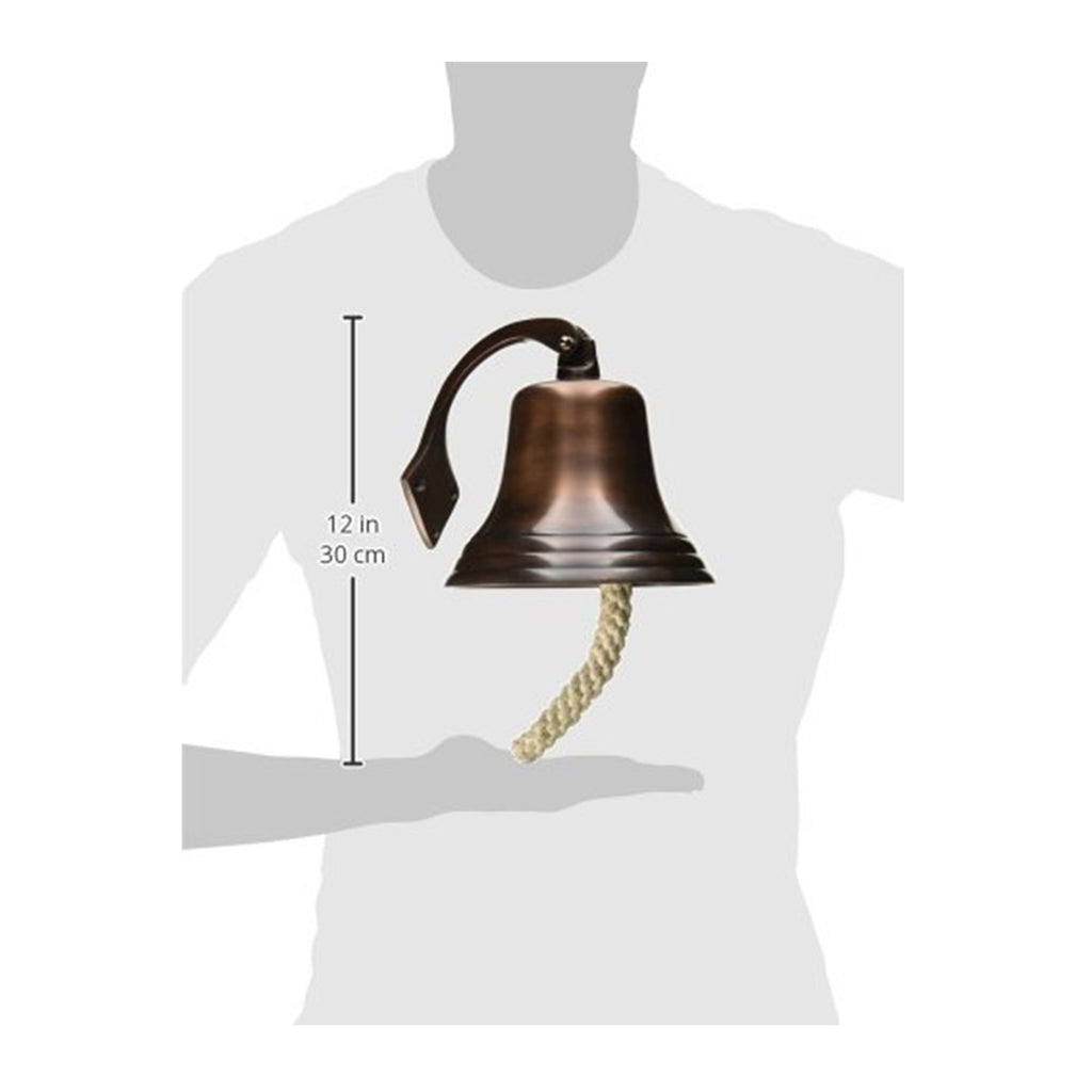 AL 1845C - Antique Copper Aluminum Ship Bell with Rope, 7"