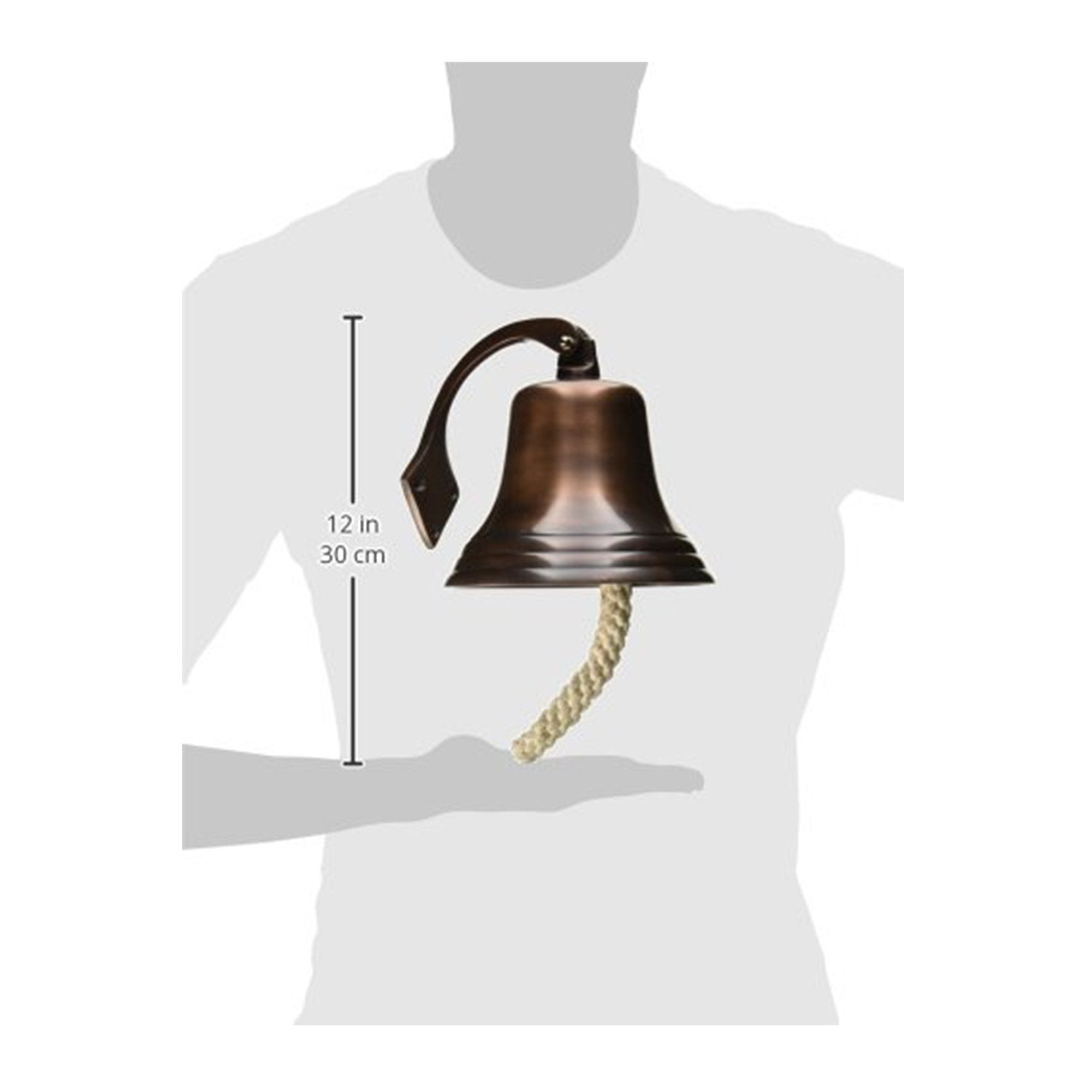 AL 1845C - Antique Copper Aluminum Ship Bell with Rope, 7"