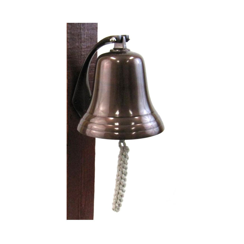 AL 1845C - Antique Copper Aluminum Ship Bell with Rope, 7"