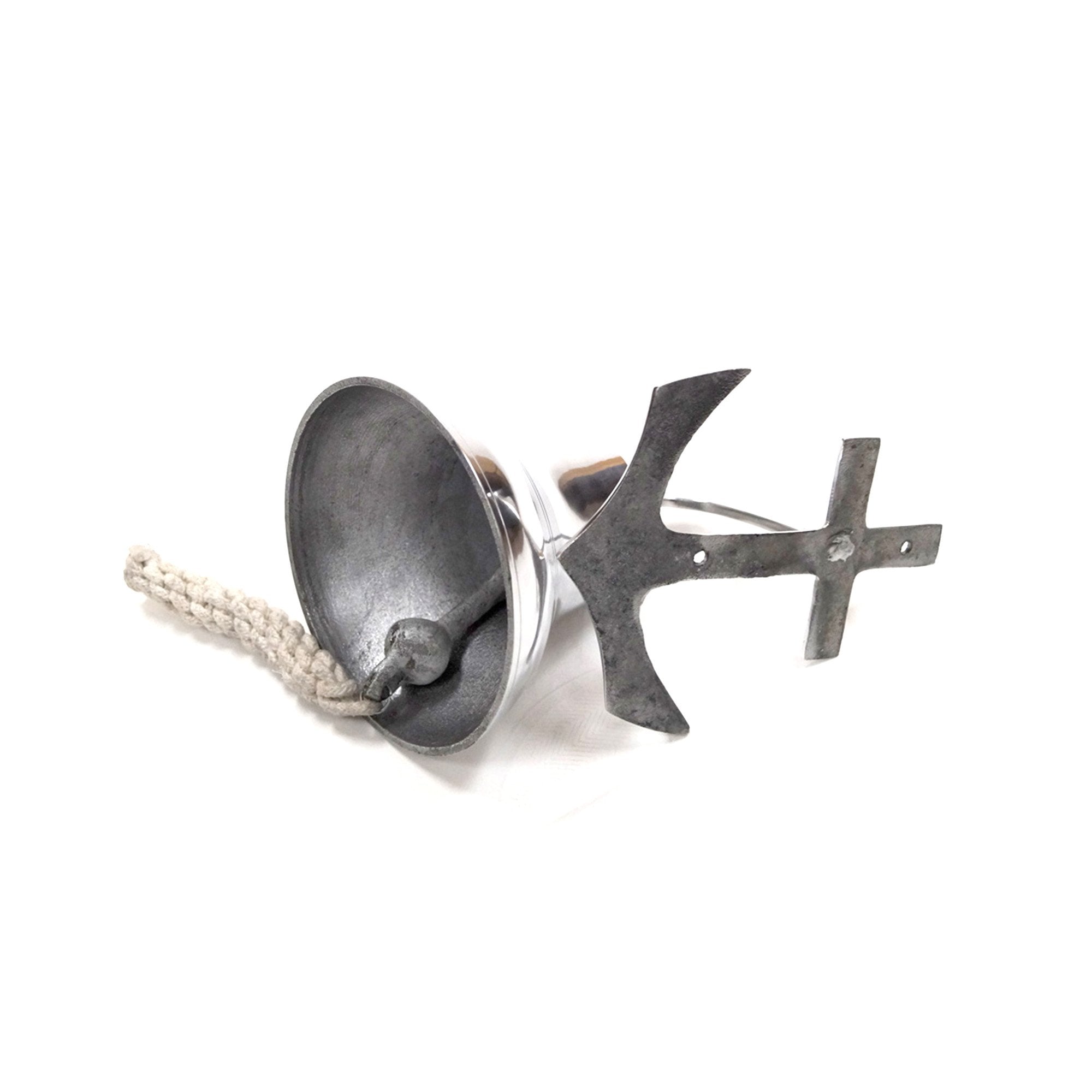AL 1880 - Chrome Finish Aluminum Wall Anchor Ship Bell with Rope, 6.5"