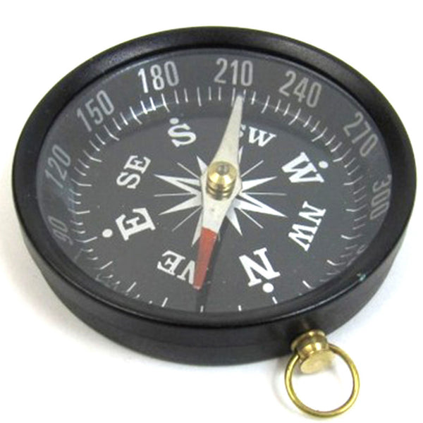 AL 4843 - Aluminum Flat Desktop Compass, Black Dial, Antique Finish