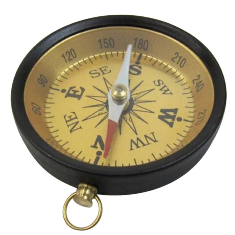 AL 4843A - Aluminum Flat Desktop Compass, Gold Dial, Black Finish